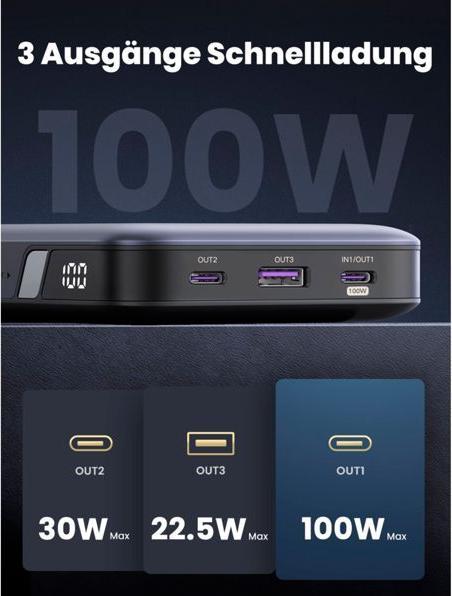 Produktbild Ugreen Powerbank (20000 mAh, 100 W, 72 Wh)