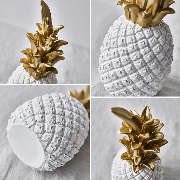 Produktbild Cbx Ananas Dekoration Weiss Gold 18cm