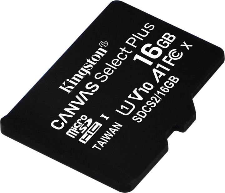 Image du produit Kingston Canvas Select Plus microSD 16GB Multi-Pack of 3 (16 Go, microSDHC, U1, UHS-I)