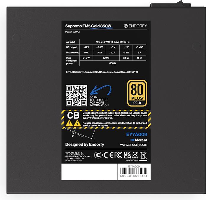 Actual product image Endorfy Supremo FM5 Gold 850W ATX EY7A008 (850 W)