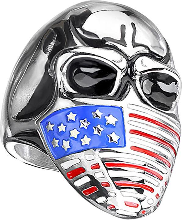 Actual product image Star Piercing Ring silver skull with US face mask (Surgical steel 316L, without brass)