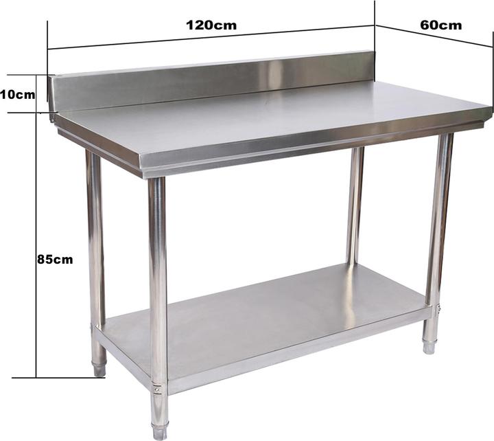 Actual product image Wiltec Stainless steel worktable Gastro stainless steel table with upstand 120x60x85cm