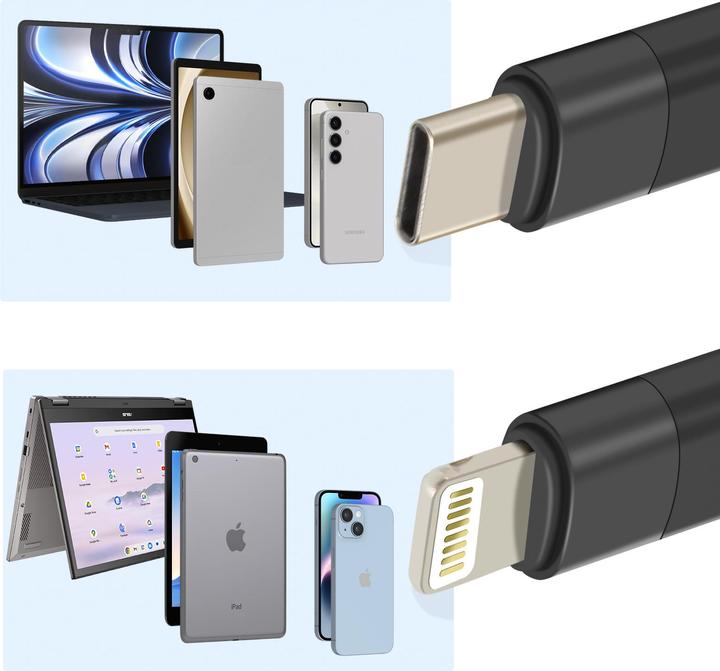 Produktbild LinQ USB-C / 2x USB-C + Lightning Kabel (1.20 m, USB 3.2 Gen 1)
