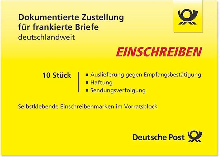 Actual product image Deutsche Post 10 €2.65 Self-adhesive registered postage stamps (10 x)