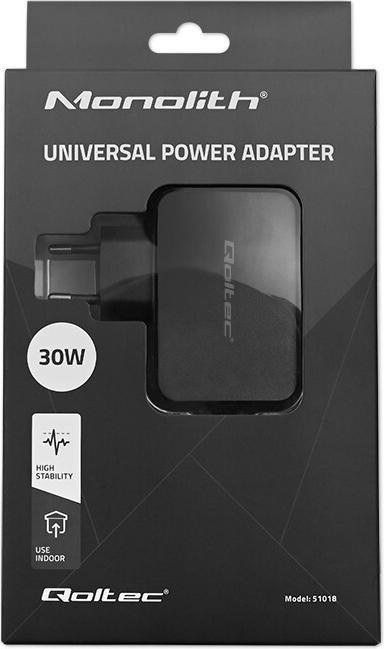 Actual product image Qoltec Universelles Laptop-Netzteil 30W 8 Stecker (30 W)