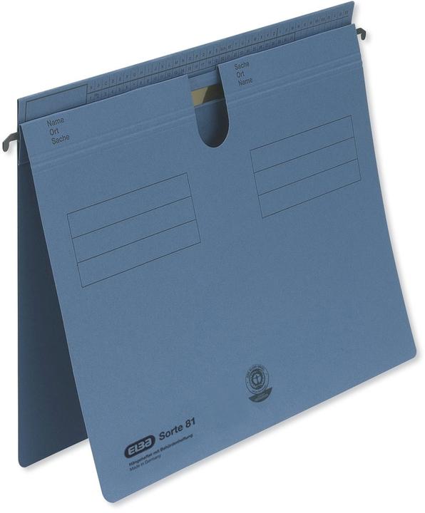 Actual product image Elba Suspension stapler grade 81, overlapping tab fold, blue Manila cardboard 250 gsm, metal hanging (A4, 1 x)