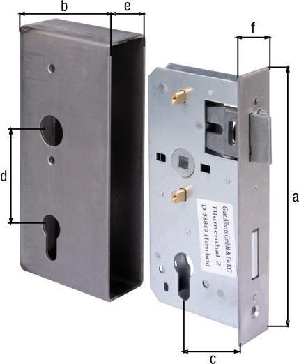 Image du produit GAH Boîtier de serrure DIN gauche / droite Dimensions A185xB90xC55xE40 mm Dimension de la broche 55 mm (Serrure à mortaise)