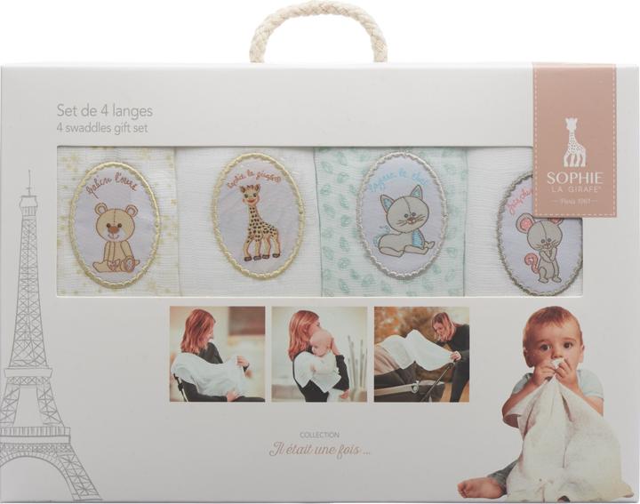 Actual product image Sophie la girafe Gift set gauze cloth set of 4 (70 cm, 70 cm)