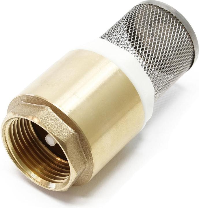 Produktbild Wiltec Messing Fussventil DN25 (1") 33,7mm mit Rückschlagventil Edelstahlkorb Saugkorb