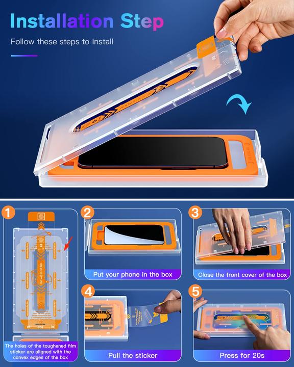 Actual product image PhoneLook Vitre de protection intégrale avec système de montage automatique anti-bulles et anti-poussière 3D (1 Piece, Apple iPhone 12 Pro Max)