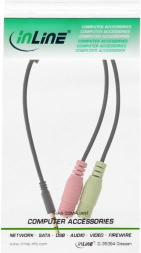 Produktbild InLine Audio Headset Adapterkabel (1 m, 3.5mm Klinke (AUX))