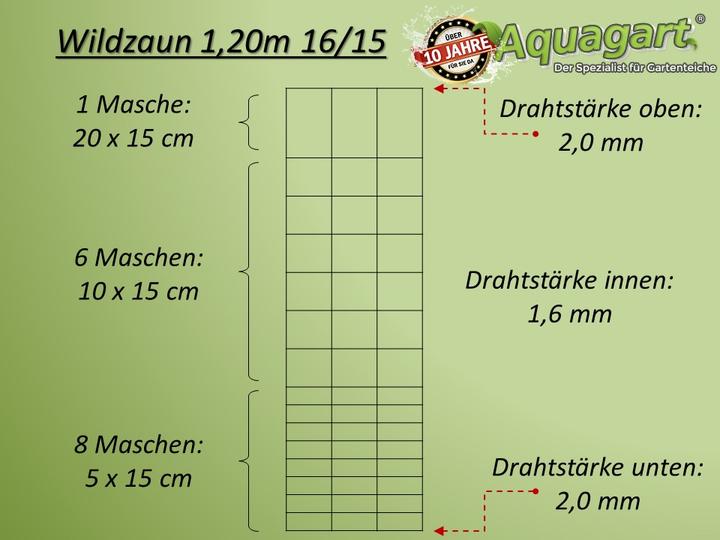 Image du produit Aquagart 200m Wildzaun Forstzaun Weidezaun Knotengeflecht Drahtzaun 120/16/15