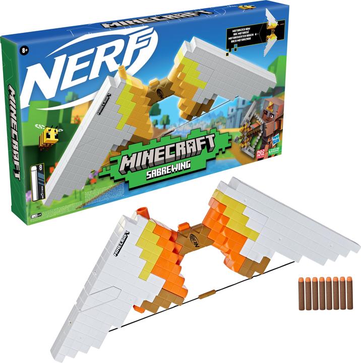 Actual product image Nerf Minecraft motorised sabrewing bow fires darts