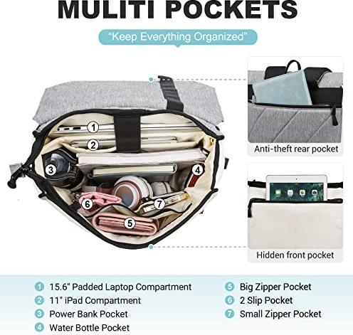 Produktbild Only-Bags.Store Rucksack Schule Laptop-Tasche Arbeitstasche Wasserdichter Notebook-Rucksack mit Laptop-Fach 15,6