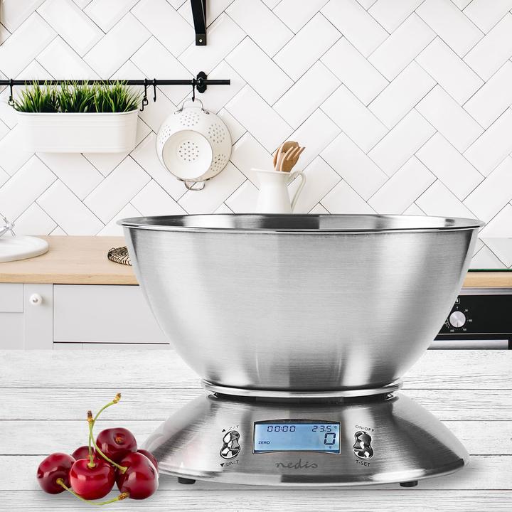 Actual product image Nedis Digital Kitchen Scale - Illuminated LCD - Temperature Sensor - Alarm Timer - Removable Sc