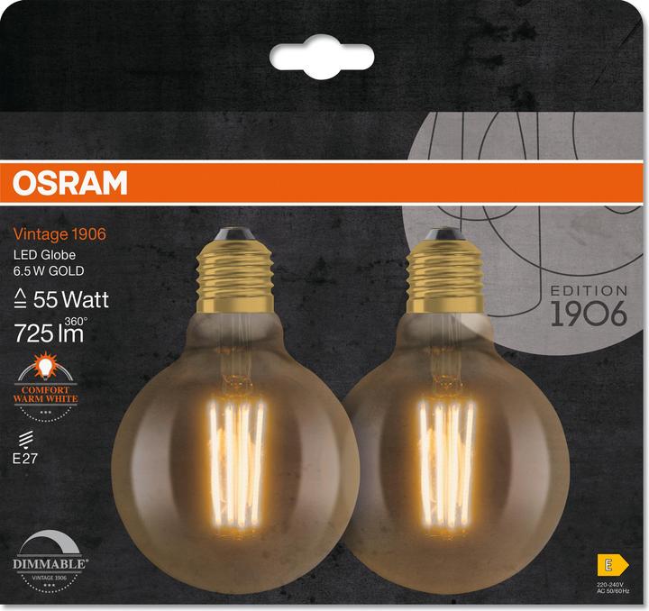 Actual product image Osram Vintage 1906 (E27, 6.50 W, 725 lm, 2 x, E)
