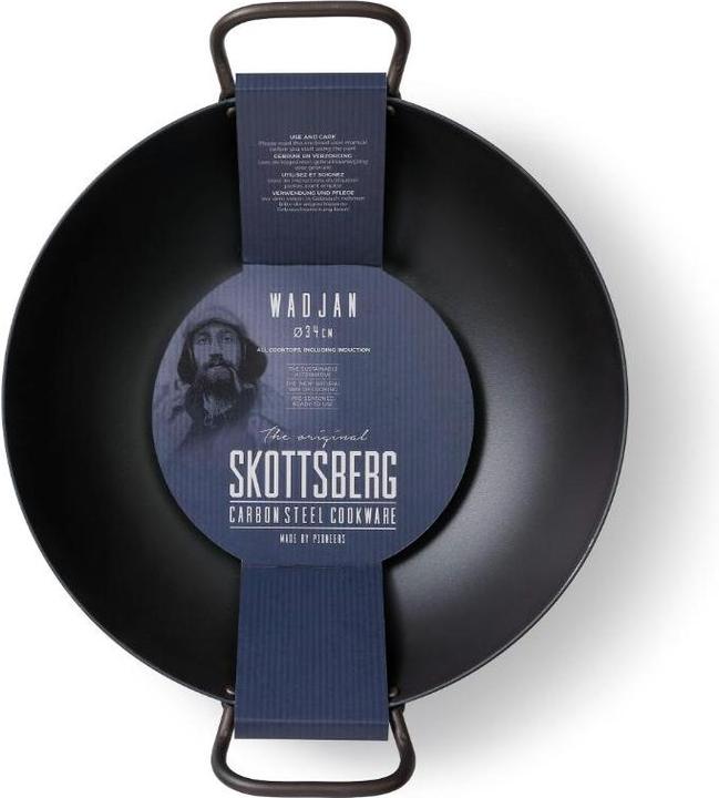 Actual product image Skottsberg Wadjan carbon steel, 34 cm diameter, 2 handles (34 cm, Wok, Carbon steel)