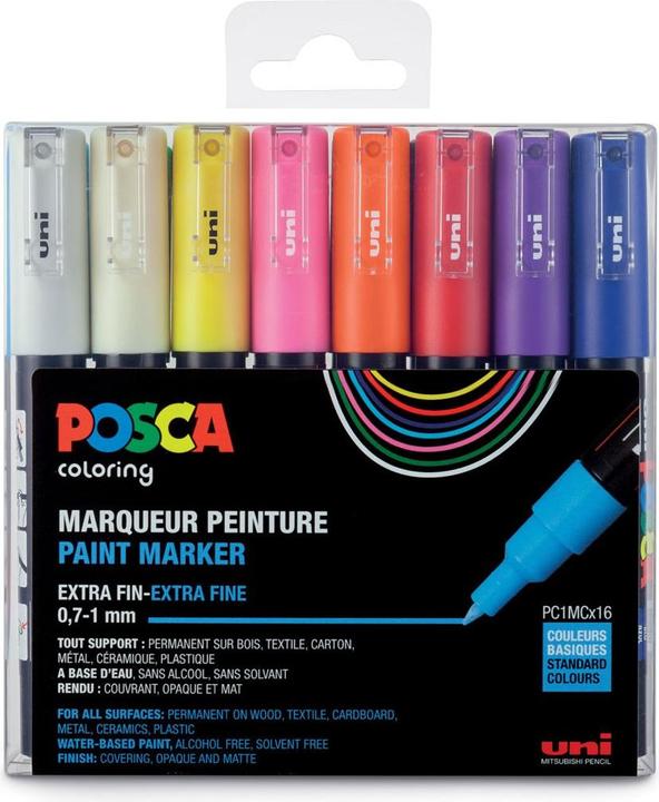 Actual product image Posca PC-1MC brand, set of 16 (Multicolor, 1 mm, 16 x)
