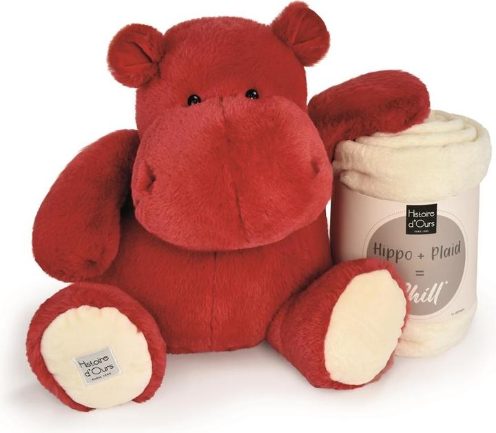 Produktbild Doudou et Compagnie Hippo mit Kuscheldecke rot, 45cm (45 cm)