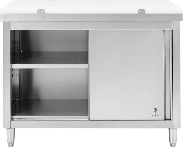 Produktbild Royal Catering Arbeitsschrank Edelstahl 120 x 70 cm 500 kg mit Schneidplatte Edelstahlschrank (70 cm, 93.50 cm)