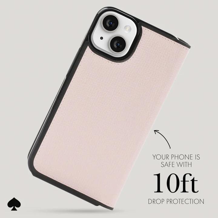 Actual product image Kate Spade Wrap Folio Case - Skórzane etui z klapką iPhone 15 (Pale Vellum) (Apple iPhone 15)