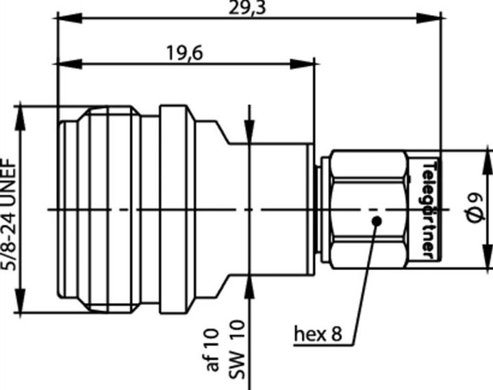 Actual product image Telegärtner Coax adaptor, N (f) to SMA (m)
