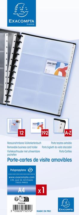Immagine prodotto Exacompta Libro per biglietti da visita A4 per 192 biglietti da visita, nero (24,5 x 31 cm)