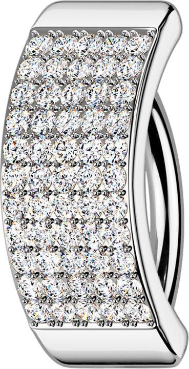 Produktbild Star Piercing Banane klappbar silber Schild fünf Reihen Kristalle silber (Messing, Chirurgenstahl 316L)