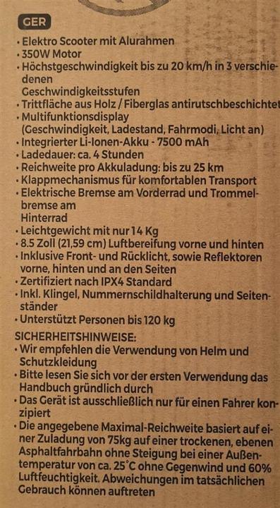 Produktbild Denver SCO-85351 THOR (20 km/h, 20 km, 350 W)