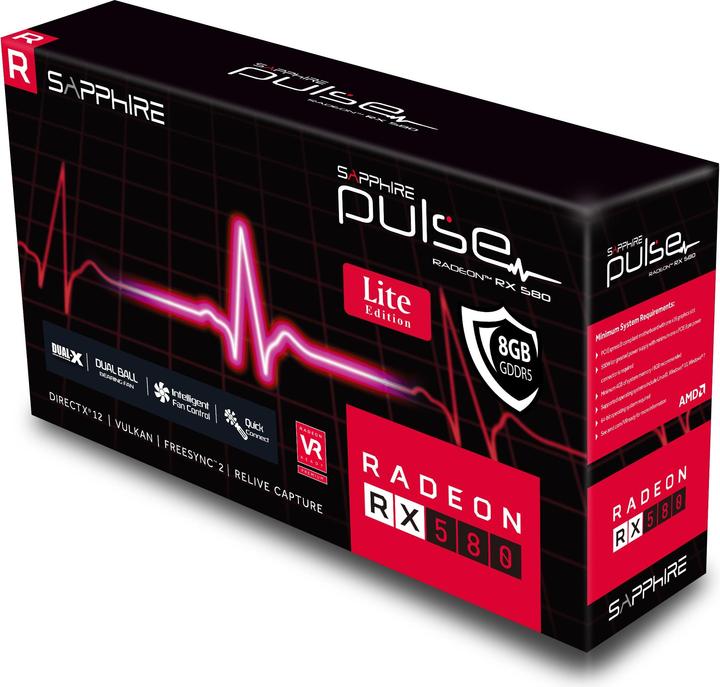 Actual product image Sapphire Pulse Radeon RX 580 OC Lite (8 GB)