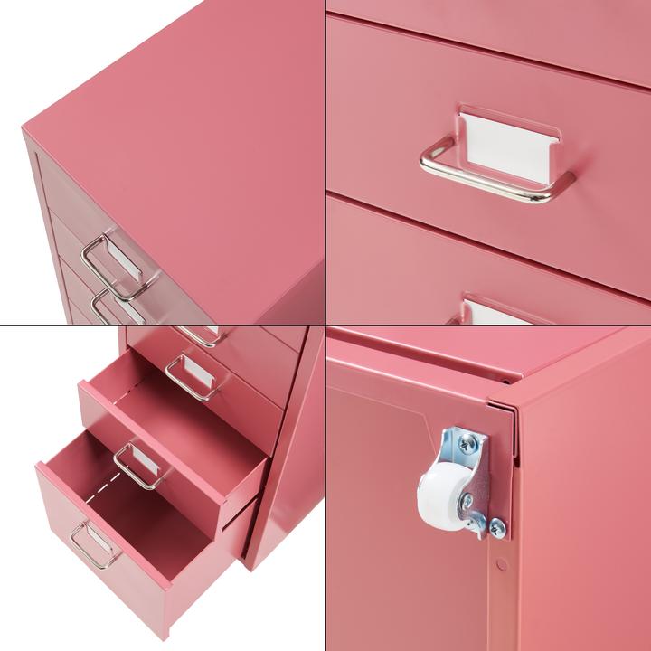Image du produit En.Casa Rollcontainer Kökar mit 5 Schubladen 69x28x41 cm Wassermelonenrot (69 x 28 x 41 cm)