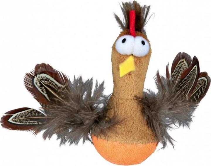 Image du produit Trixie Le poulet debout avec des plumes et du son (Jouet d'occupation chat, Jouet en peluche chat)