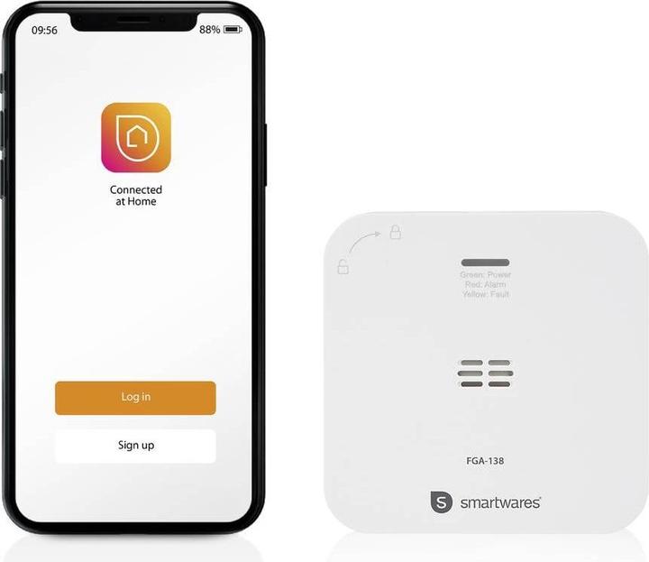 Actual product image Smartwares FGA-13800 Carbon Monoxide Detector with App Control Battery Operated d