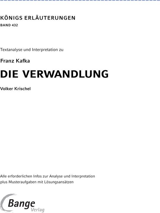 Image du produit Die Verwandlung von Franz Kafka - Textanalyse und Interpretation (Allemand, Franz Kafka, Volker Krischel, 2024)
