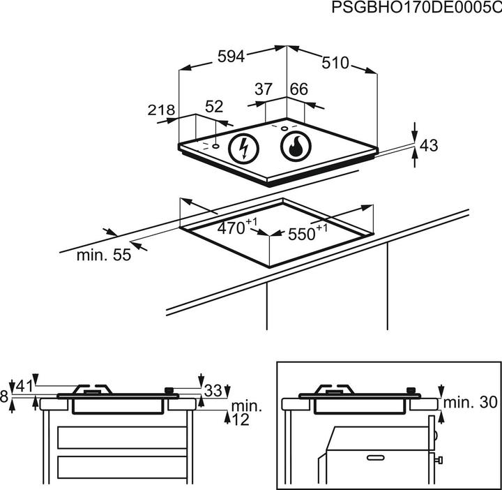 Immagine prodotto Electrolux EGS6414W piano cottura Bianco Da incasso Gas 4 Fornello(i)