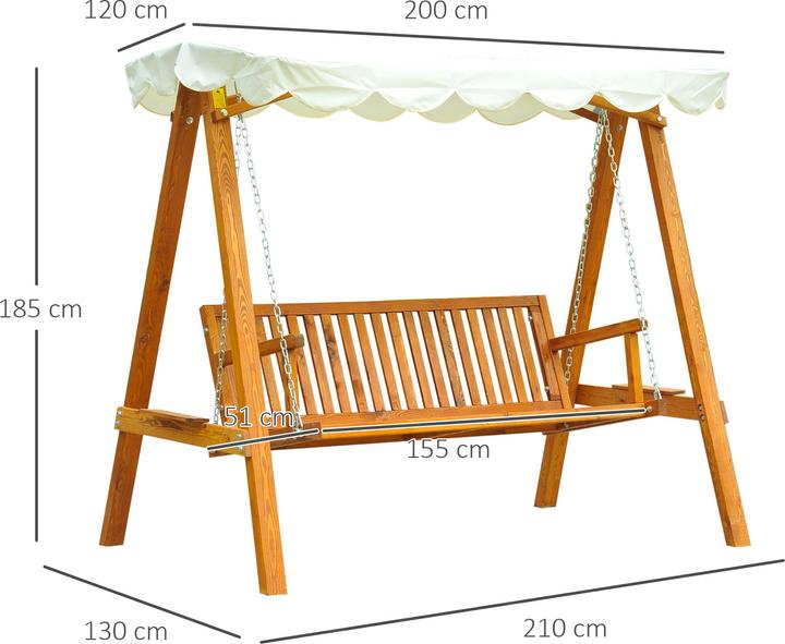 Produktbild Outsunny Hollywoodschaukel Gartenschaukel 3-Sitzer Lärche