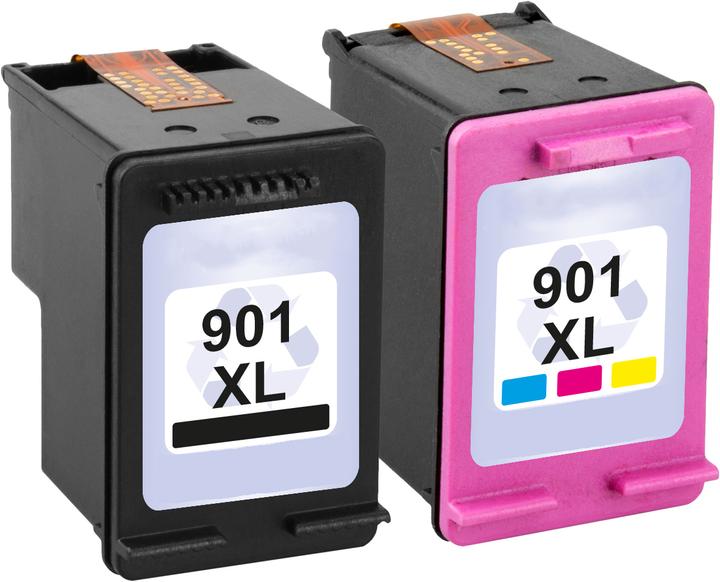 Actual product image Plutoos HP 901XL HP 901 XL cartridges XXL compatible, set of 2 BK+CL (CL, FC)