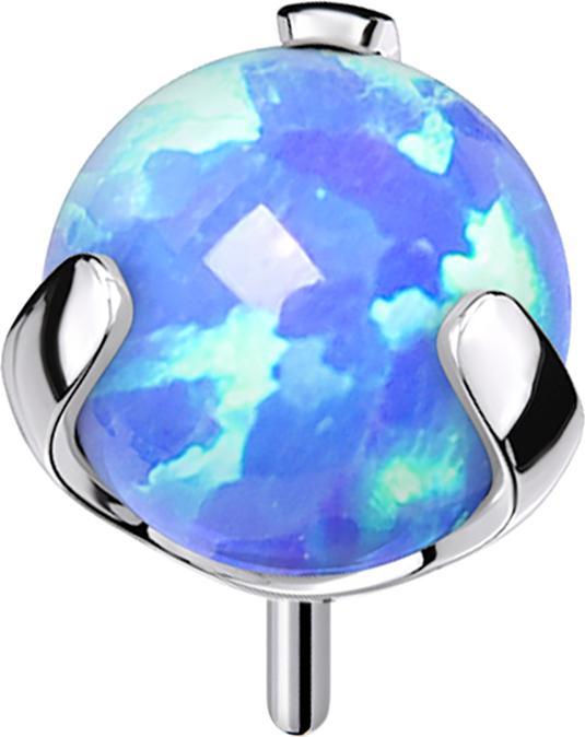 Star Piercing Threadless silber Kugel Opal blau gefasst (ohne Messing, Titan G23)