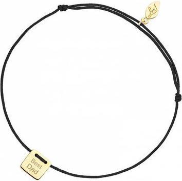 Leaf Jewelry Armband BEST DAD, 14 K Gelbgold, Schwarz (Synthetikband, 14K Gelbgold (585) poliert)
