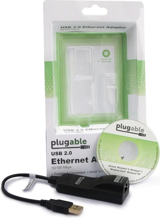 Productafbeelding Plugable USB 2.0 naar Ethernet Adapter (USB, RJ45/LAN (1x))