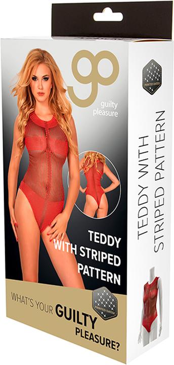 Produktbild Guilty Pleasure GP gestreifter Body aus bedrucktem Datex Rot (S)