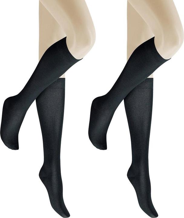 Actual product image Hudson Only Cotton (3 x 2 pairs) Ladies Knee Socks, Colour 005 black, Size 39-42 (Single pack, 39 - 42)