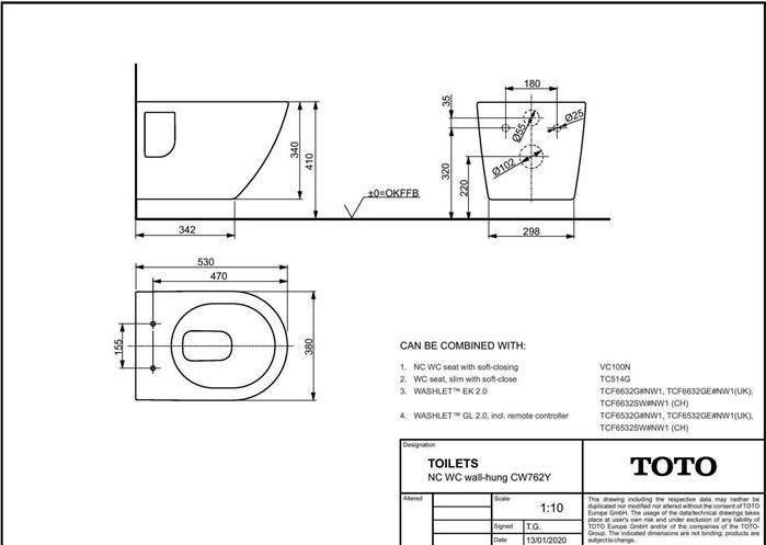 Actual product image TOTO NC wall-hung WC