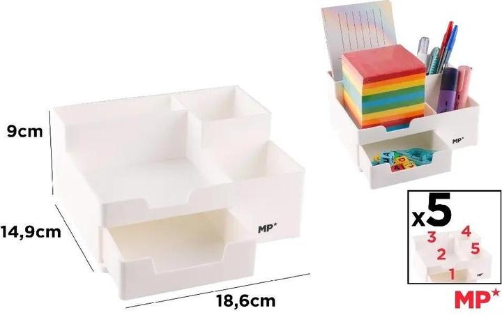 Image du produit Main paper Schreibtisch-Organizer mit Schublade, weiss