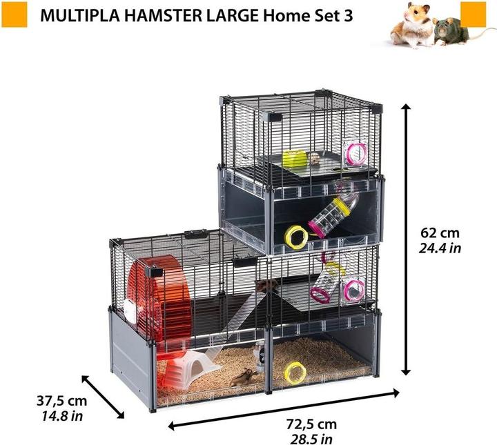 Immagine prodotto Ferplast Multipla Hamster Large grigio, 107.5x37.5x h 42cm (1 pz)