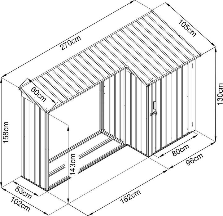 Produktbild Keller Fahnen Kaminholzregal und Geräteschuppen 2-in-1 Metall (130 cm)