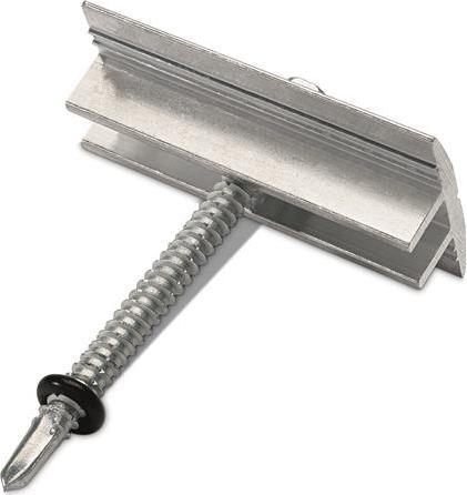 Actual product image Novotegra Intermediate clamp for flat roof system for attaching modules to the short side of the frame.
