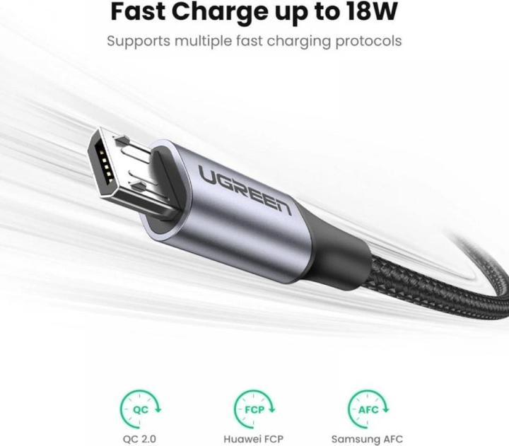Actual product image Ugreen MicroUSB nylon stable (0.25 m, USB 2.0)