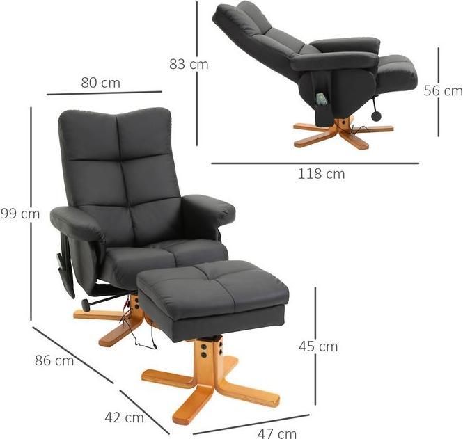 Immagine prodotto Swisshandel24 Poltrona relax Poltrona massaggiante con poggiapiedi Poltrona TV Inclinazione a 145° Poltrona