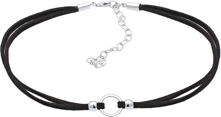 Elli Choker, Kreis, Leder (Kunstleder, 925er Sterling Silber, Keine Stein, 32 cm)